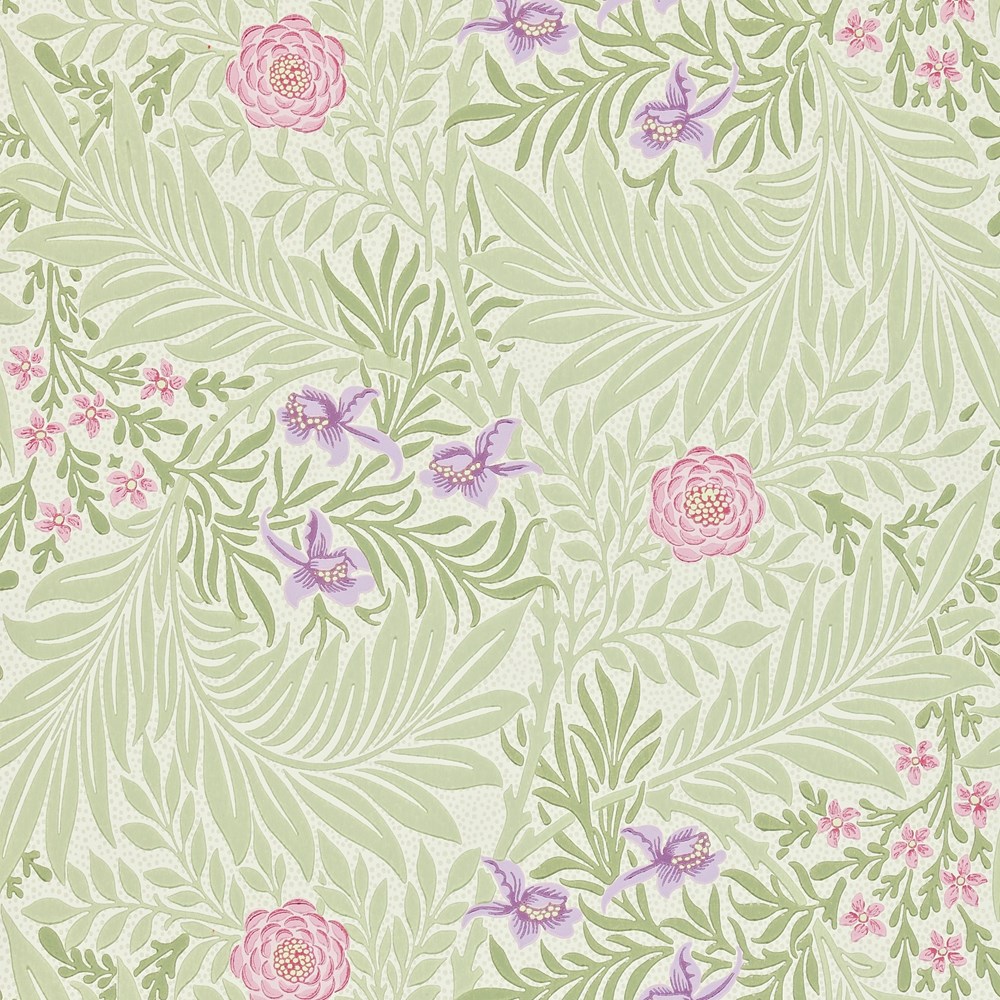 Larkspur Wallpaper 212555 by Morris & Co in Olive Lilac